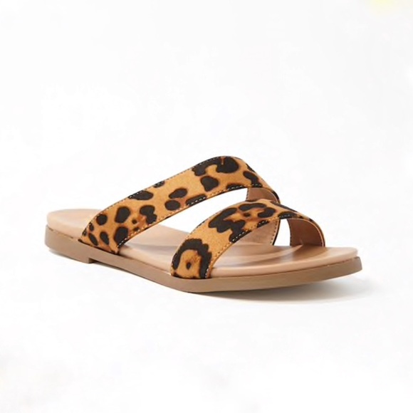 Double Band Leopard Print Sandals - Picture 6 of 8